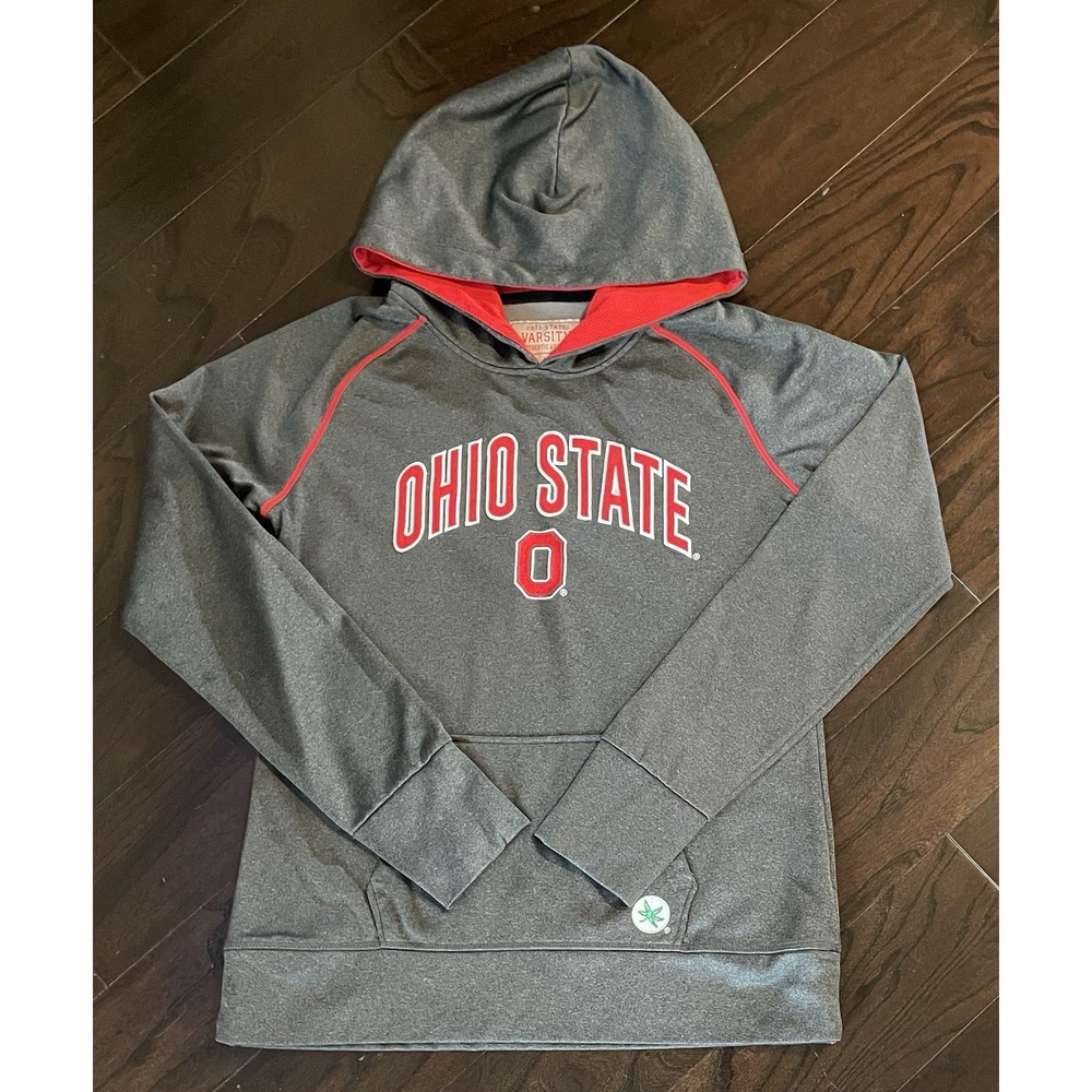 Varsity Ohio State OSU Hoodie Mens Lg Gray Performance Buckeyes Sporty Game Day